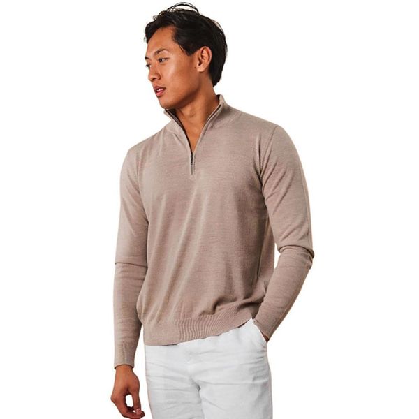 Bilde av Merino Wool Zip Pullover - Beige