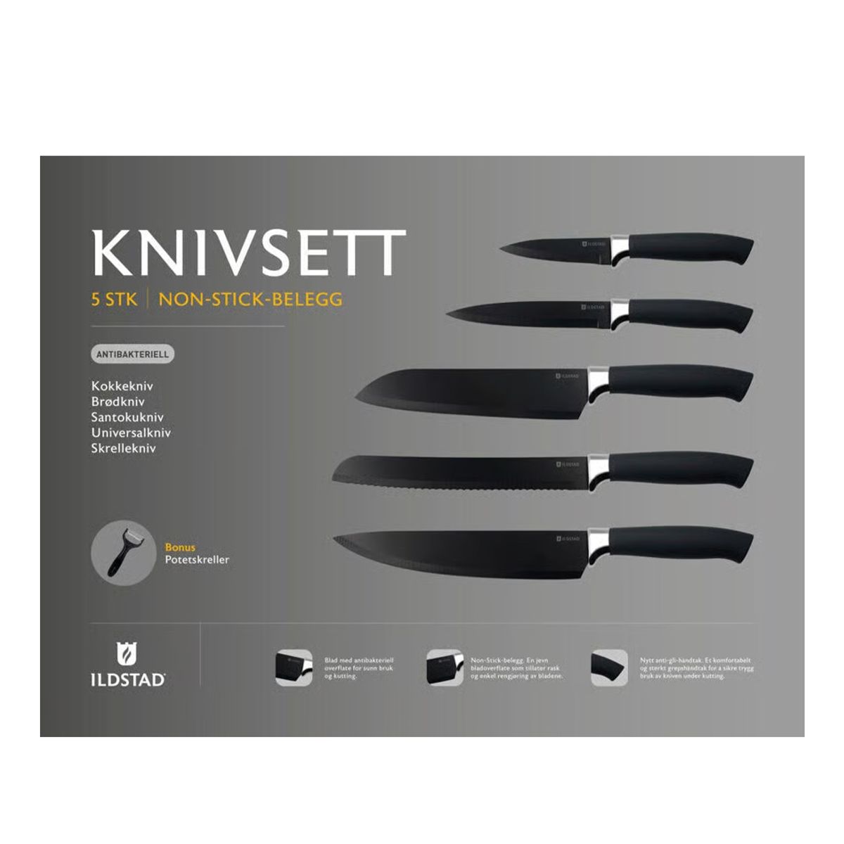 Knivsett Non-Stick 6 deler